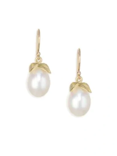 Shop Annette Ferdinandsen Organic Pearl & 18k Yellow Gold Pear Post Earrings