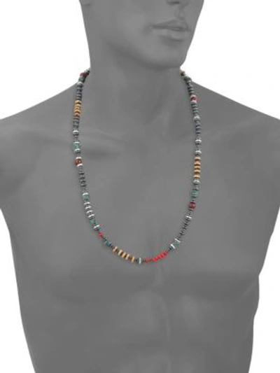 Shop King Baby Studio American Voices Multicolored Glass Bead Necklace In Turquoise