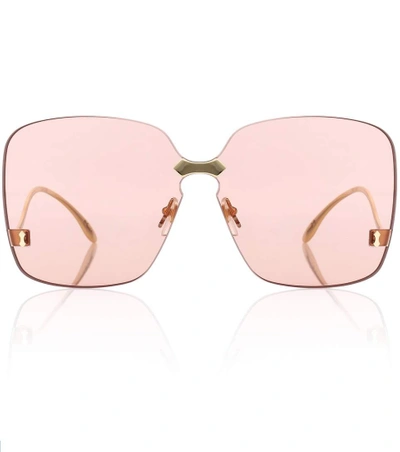 Shop Gucci Square-frame Rimless Sunglasses In Pink