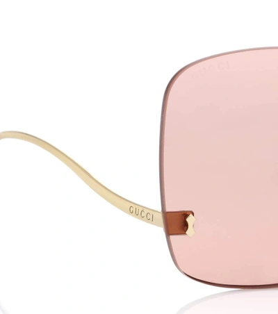 Shop Gucci Square-frame Rimless Sunglasses In Pink