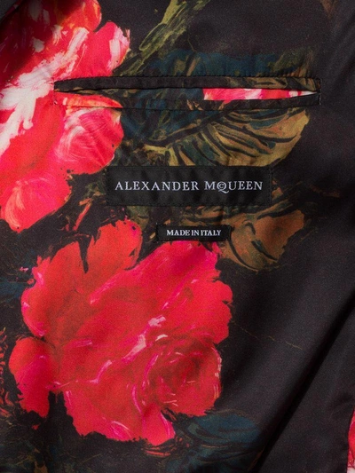 Shop Alexander Mcqueen Painted Rose Bib Bomber Jacket In Military Green