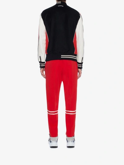 Shop Alexander Mcqueen Embroidered Varsity Jacket In Black/red/white