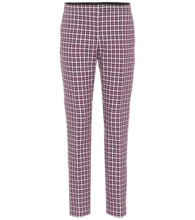 Shop Burberry Check Cotton Pants In Purple