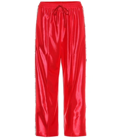 Shop Gucci Sequin-embellished Jersey Trackpants In Red