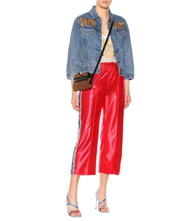 Shop Gucci Sequin-embellished Jersey Trackpants In Red