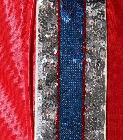 Shop Gucci Sequin-embellished Jersey Trackpants In Red