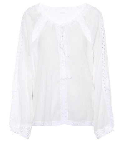 Shop Anna Kosturova Giza Lace-trimmed Cotton Top In White