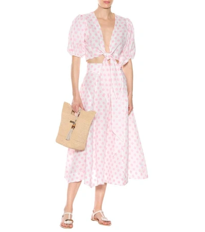 Shop Lisa Marie Fernandez Polka-dot Linen Top In Pink