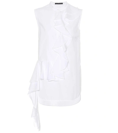 Shop Alexander Mcqueen Ruffled Cotton Top In White