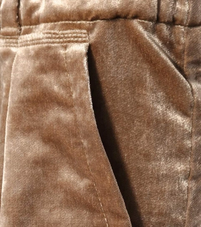 Shop Brunello Cucinelli Cropped Velvet Pants In Beige
