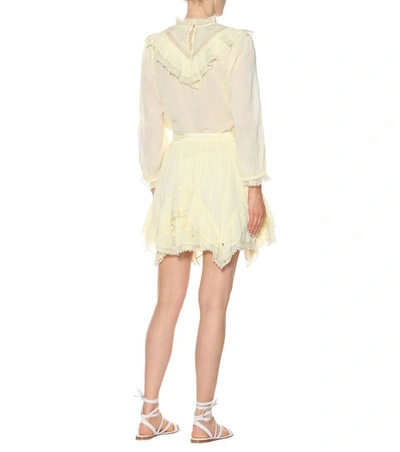 Shop Ulla Johnson Hollace Lace-trimmed Cotton Skirt In Yellow