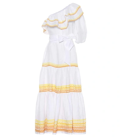 Shop Lisa Marie Fernandez Arden Off-the-shoulder Linen Dress In White