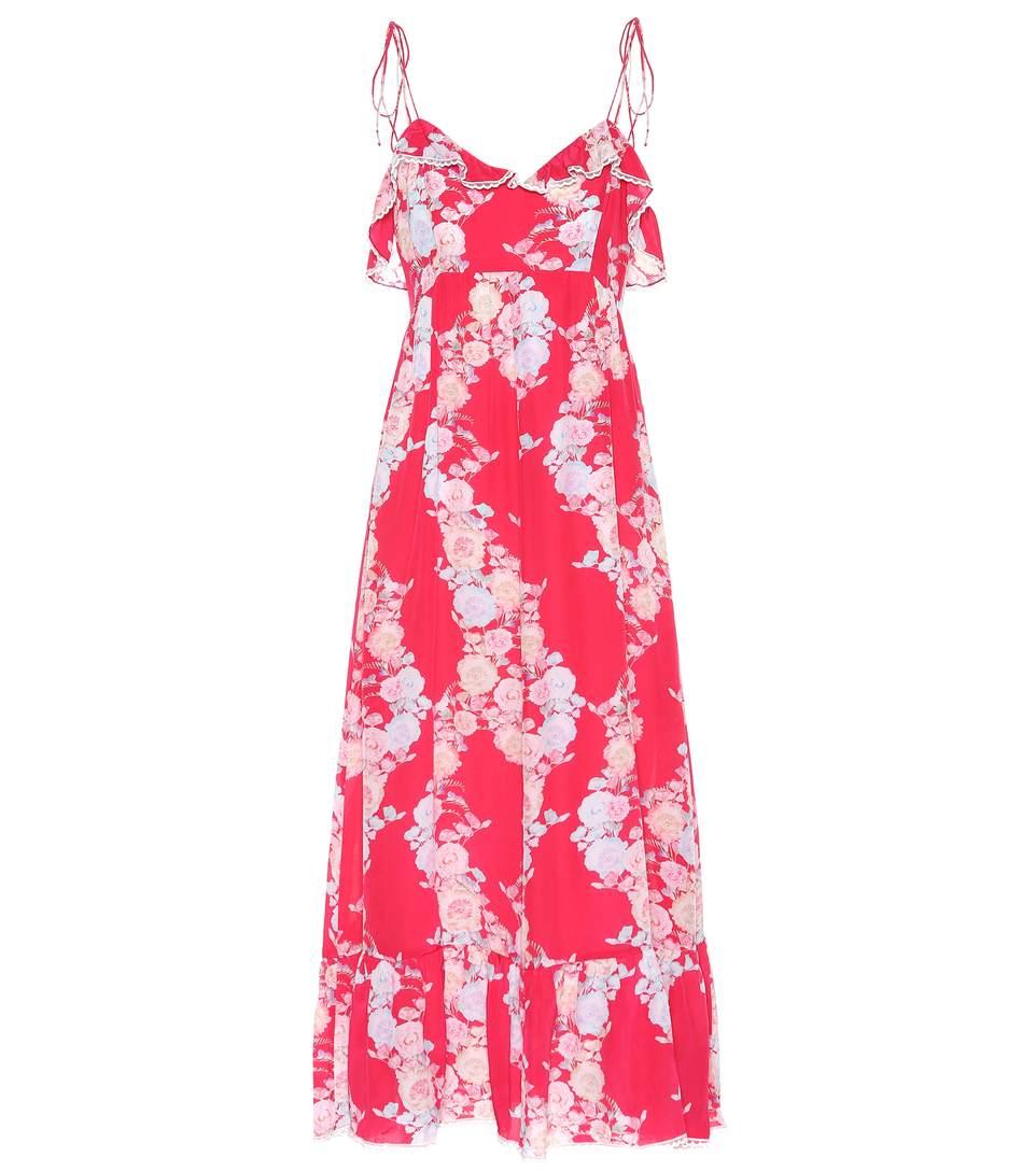 Athena Procopiou Heartbeats Silk Maxi Dress In Red | ModeSens