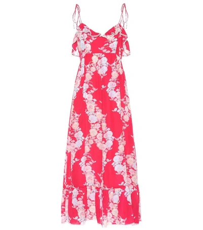 Shop Athena Procopiou Heartbeats Silk Maxi Dress In Red