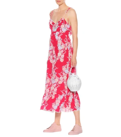 Shop Athena Procopiou Heartbeats Silk Maxi Dress In Red