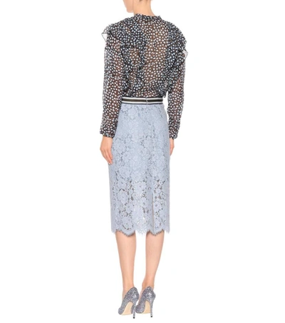 Shop Dorothee Schumacher Bold Poetry Cotton-blend Lace Skirt In Blue