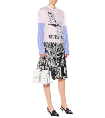 Shop Prada Printed Cotton And Silk Dress In Multicoloured