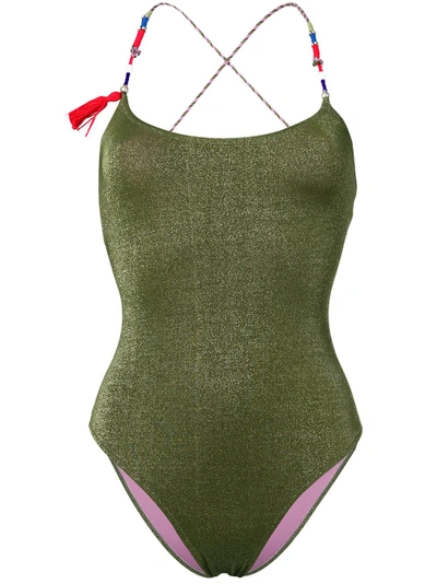 Shop Anjuna Elba Contrast Strap Swimsuit - Green