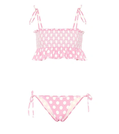 Shop Lisa Marie Fernandez Selena Polka-dot Bikini In Pink