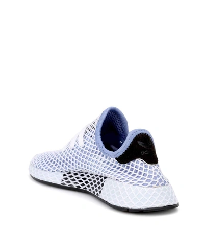 Shop Adidas Originals Deerupt Runner Knitted Sneakers In Blue