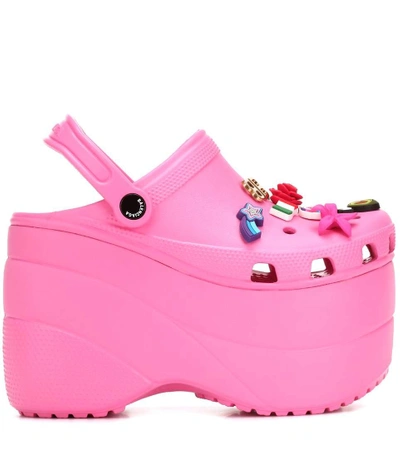 Balenciaga + Crocs Embellished Rubber Platform Sandals In Pink | ModeSens