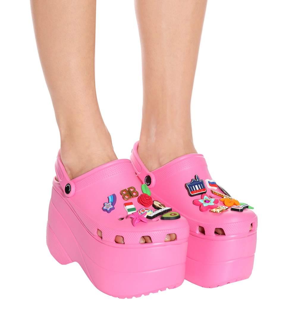 balenciaga pink platform crocs