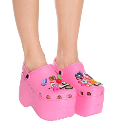 Balenciaga + Crocs Embellished Rubber Platform Sandals In Pink | ModeSens