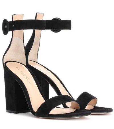 Shop Gianvito Rossi Versilia 100 Suede Sandals In Black