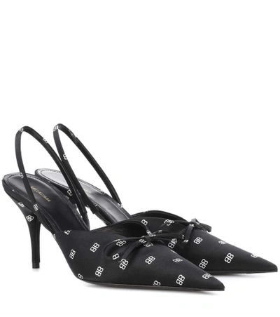 Shop Balenciaga Knife Satin Slingback Pumps In Black