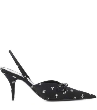 Shop Balenciaga Knife Satin Slingback Pumps In Black