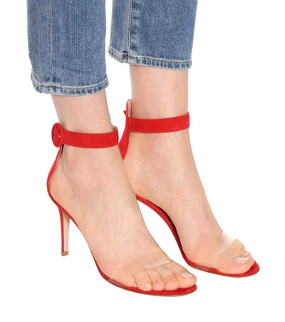 Shop Gianvito Rossi Stella 85 Suede Sandals In Red