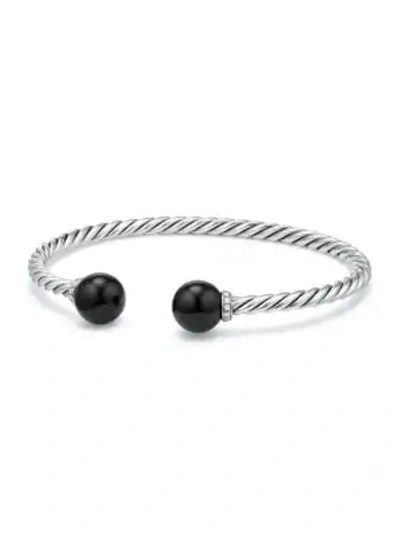 Shop David Yurman Solari Sterling Silver Diamond & Bead Bracelet In Black Onyx