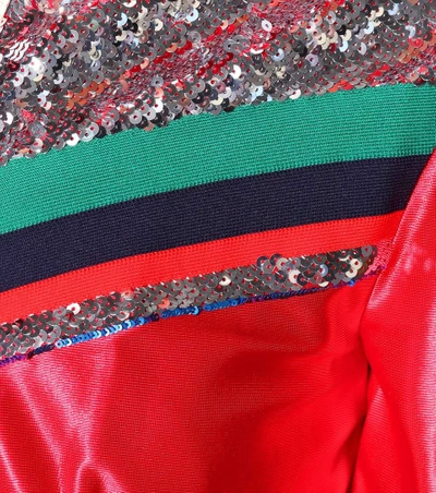 Shop Gucci Sequined Track Jacket In Red