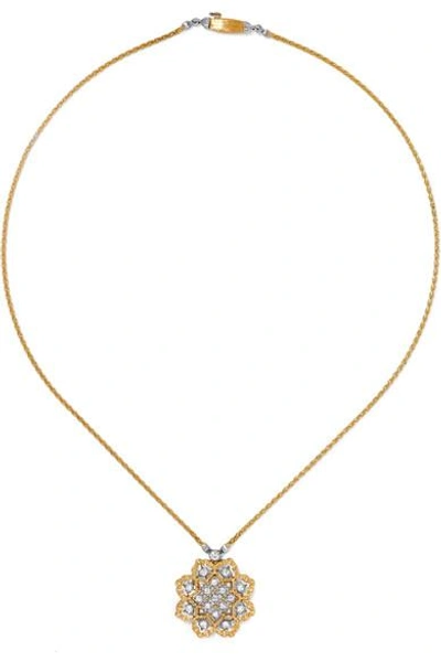 Shop Buccellati Rombi 18-karat Yellow And White Gold Diamond Necklace