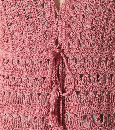 Shop Anna Kosturova Jennifer Cotton Crochet Dress In Pink