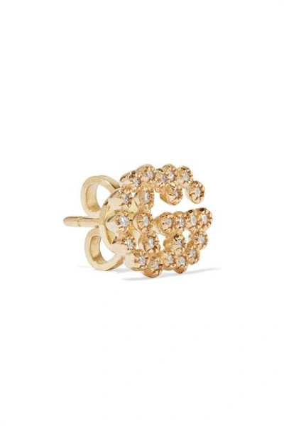 Shop Gucci 18-karat Gold Diamond Earrings