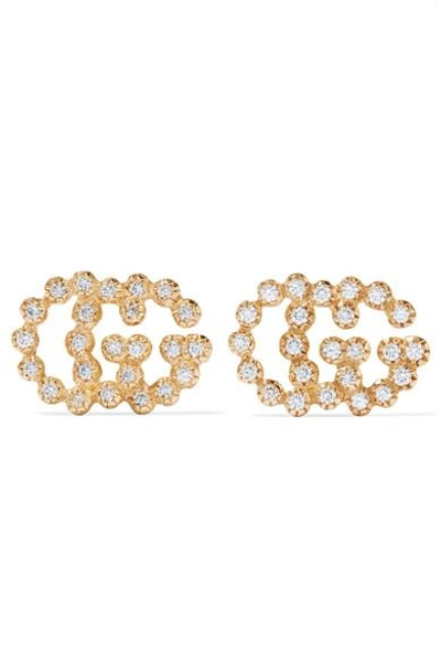 Shop Gucci 18-karat Gold Diamond Earrings