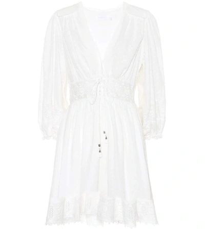 Shop Zimmermann Iris Corset-waist Cotton Minidress In White