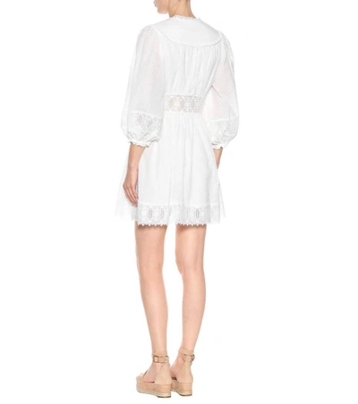 Shop Zimmermann Iris Corset-waist Cotton Minidress In White