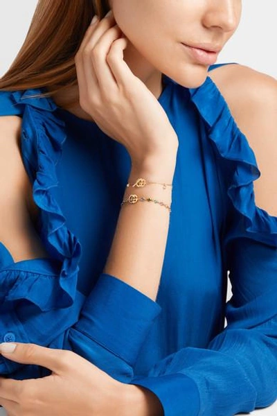 Shop Gucci 18-karat Gold Multi-stone Bracelet
