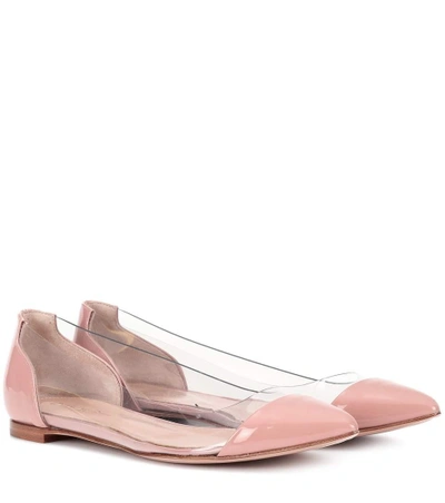 Shop Gianvito Rossi Plexi Leather Ballet Flats In Pink