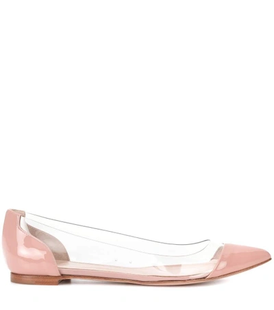 Shop Gianvito Rossi Plexi Leather Ballet Flats In Pink