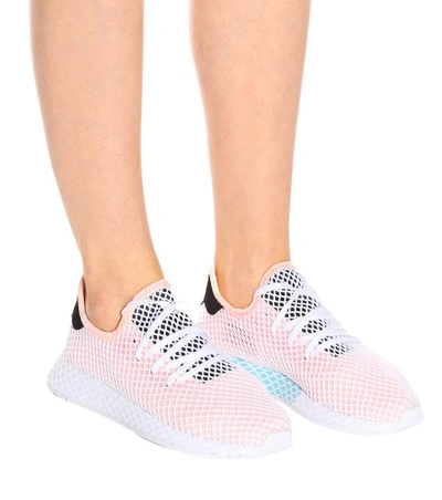 Shop Adidas Originals Deerupt Runner Knitted Sneakers In Pink