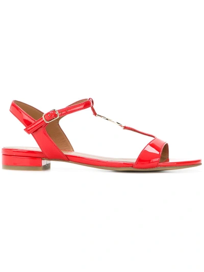Shop Emporio Armani T-bar Sandals - Red