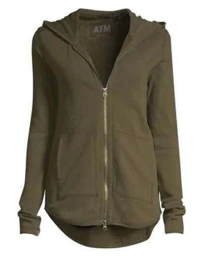 Shop Atm Anthony Thomas Melillo French Terry Zip Hoodie In Pine