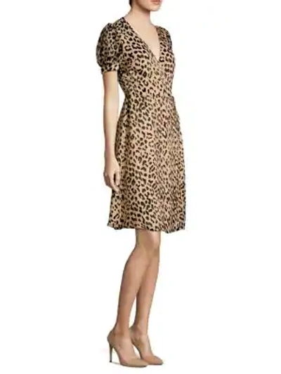 Shop Alice And Olivia Rosette Wrap Dress In Leopard Sand