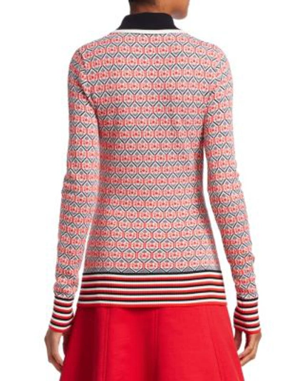 Shop Carven Textured Polo Shirt In Coral