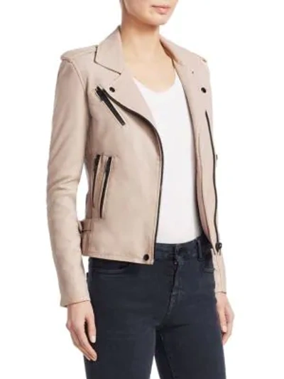Shop Iro Newhan Leather Jacket In Old Pink