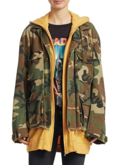 Shop R13 Camouflage Hoodie Jacket In Camo Yellow Combo