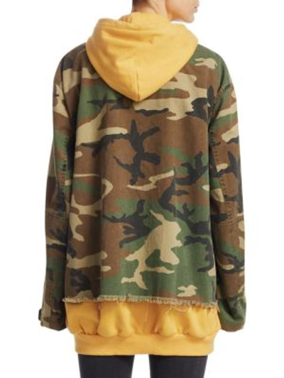 Shop R13 Camouflage Hoodie Jacket In Camo Yellow Combo